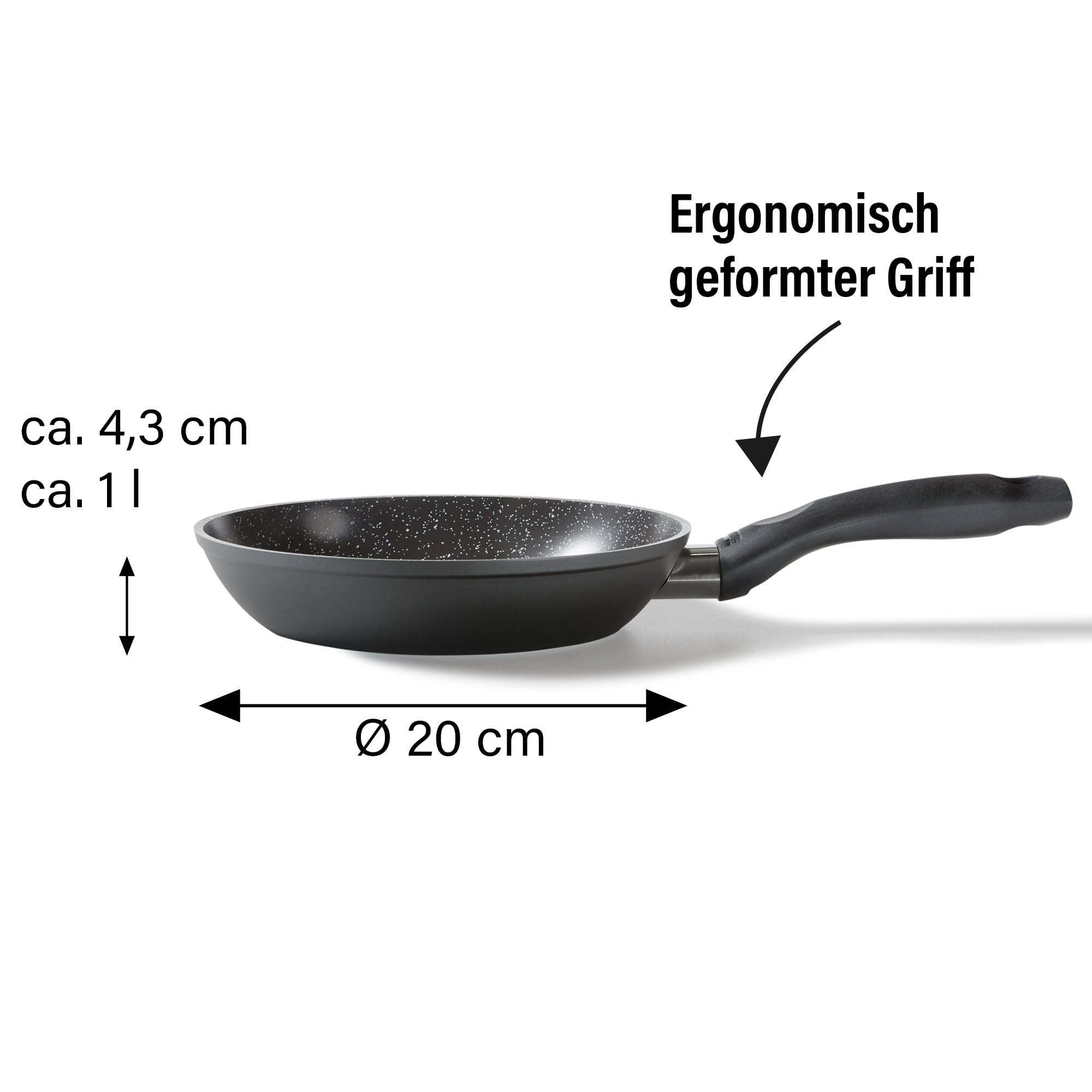 STONELINE Sartén Antiadherente de CERÁMICA 20 cm Sin PFAS Sartén Cerámica Inducción con Revestimiento Antiadherente con Partículas de Piedra Reales, Para Todo Tipo de Cocinas
