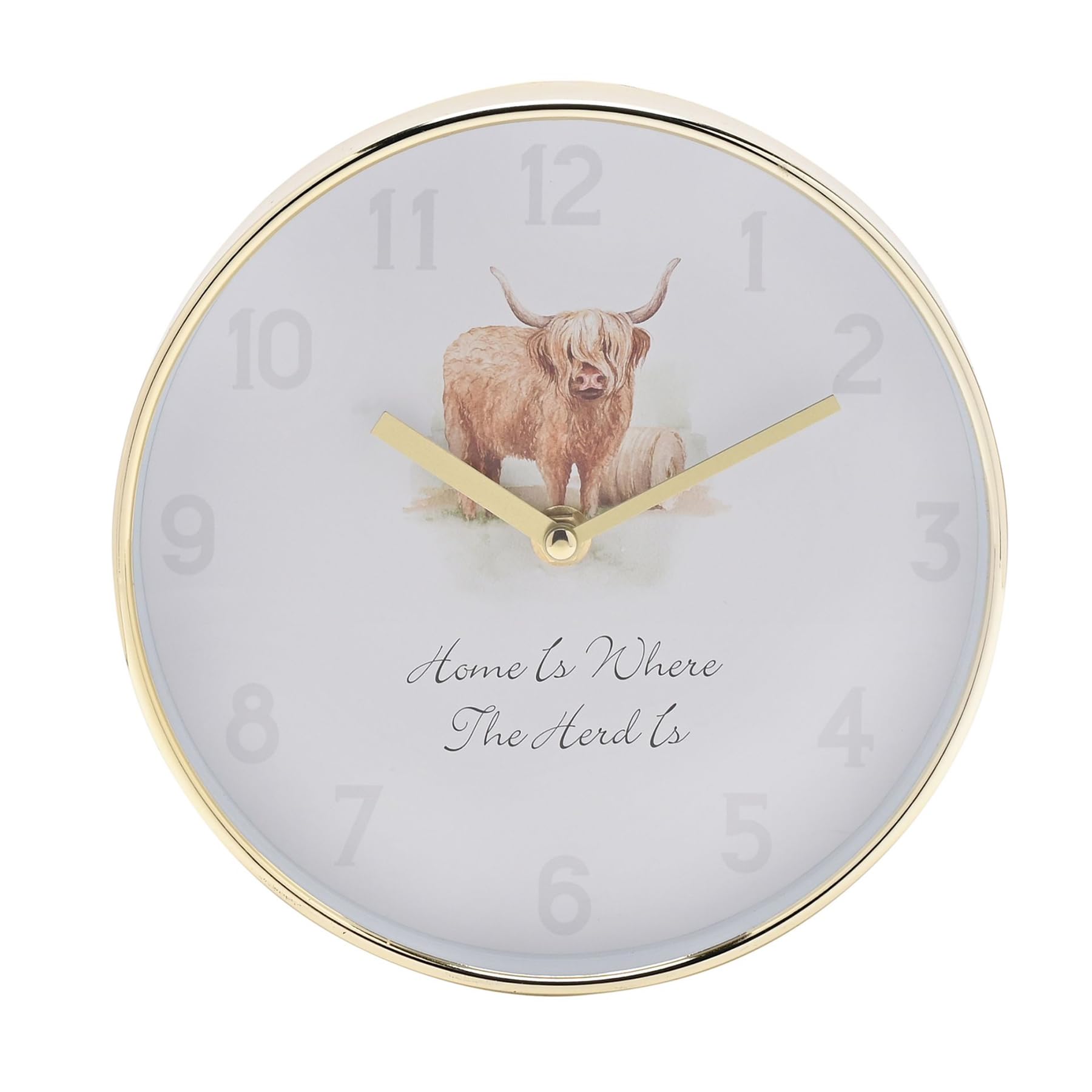 Widdle Gifts Highland Cow Wall Clock 20cm Battery Operated - Home is where the Herd is 5283