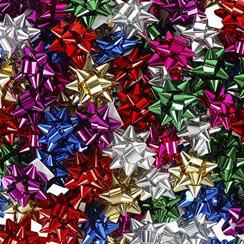 WELTOKE 100 Pcs 1" Mini Noeuds De Cadeau, 7 Métalliques Couleurs Nœuds et Rubans, Nœuds Décoratifs pour Emballage Cadeau, Mariage, Fête, Anniversaire, Saint-Valentin Cover