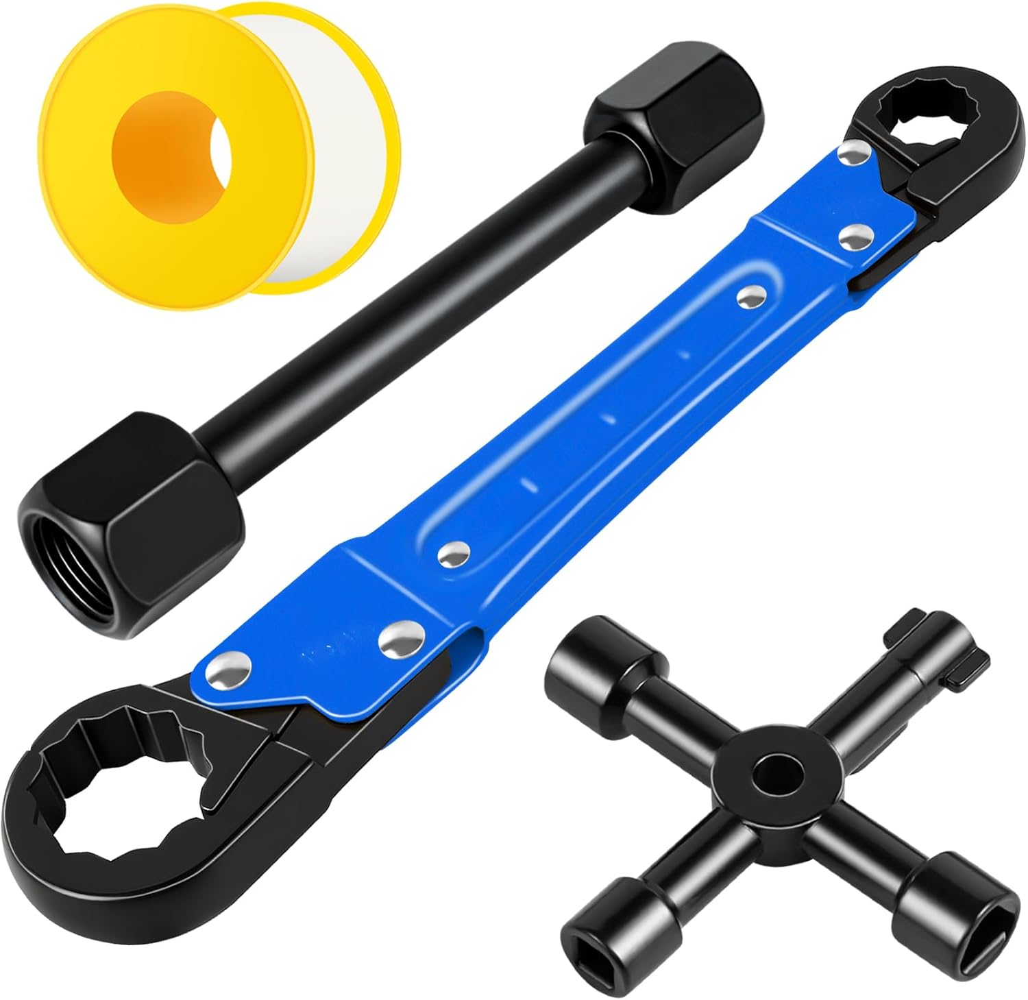 Ponpon Angle Stop Wrench Kit, Plumbing Tools, Angle-on Plumber Wrench for Quick And Hassle-Free Angle Stop And Supply Nut Installations(Black-A)