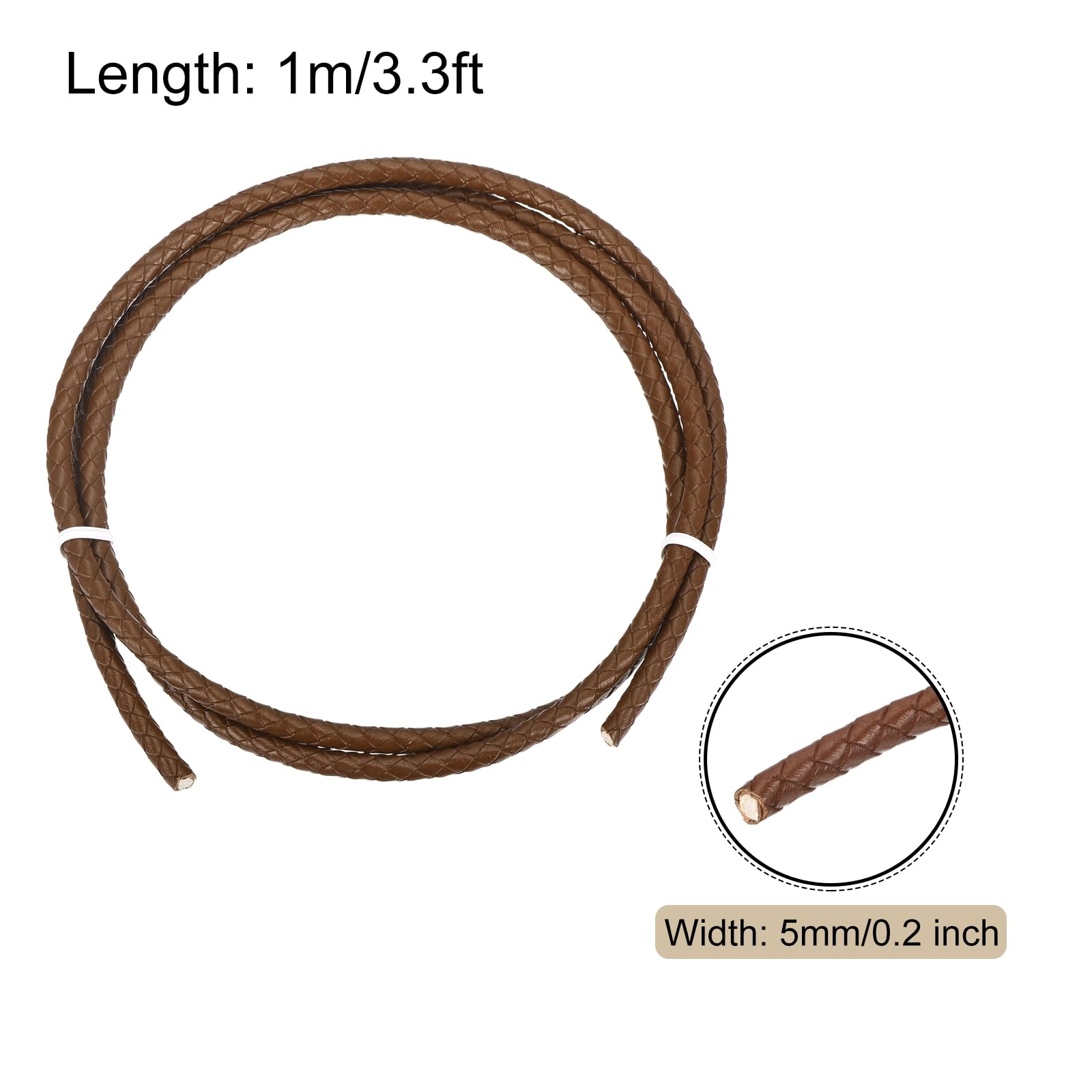 Rebower Round Braided Leather Cord 5mm Bolo Leather Cord String Rope for Jewelry Making Necklaces, Bracelets, Wraps, Crafts - Image 2
