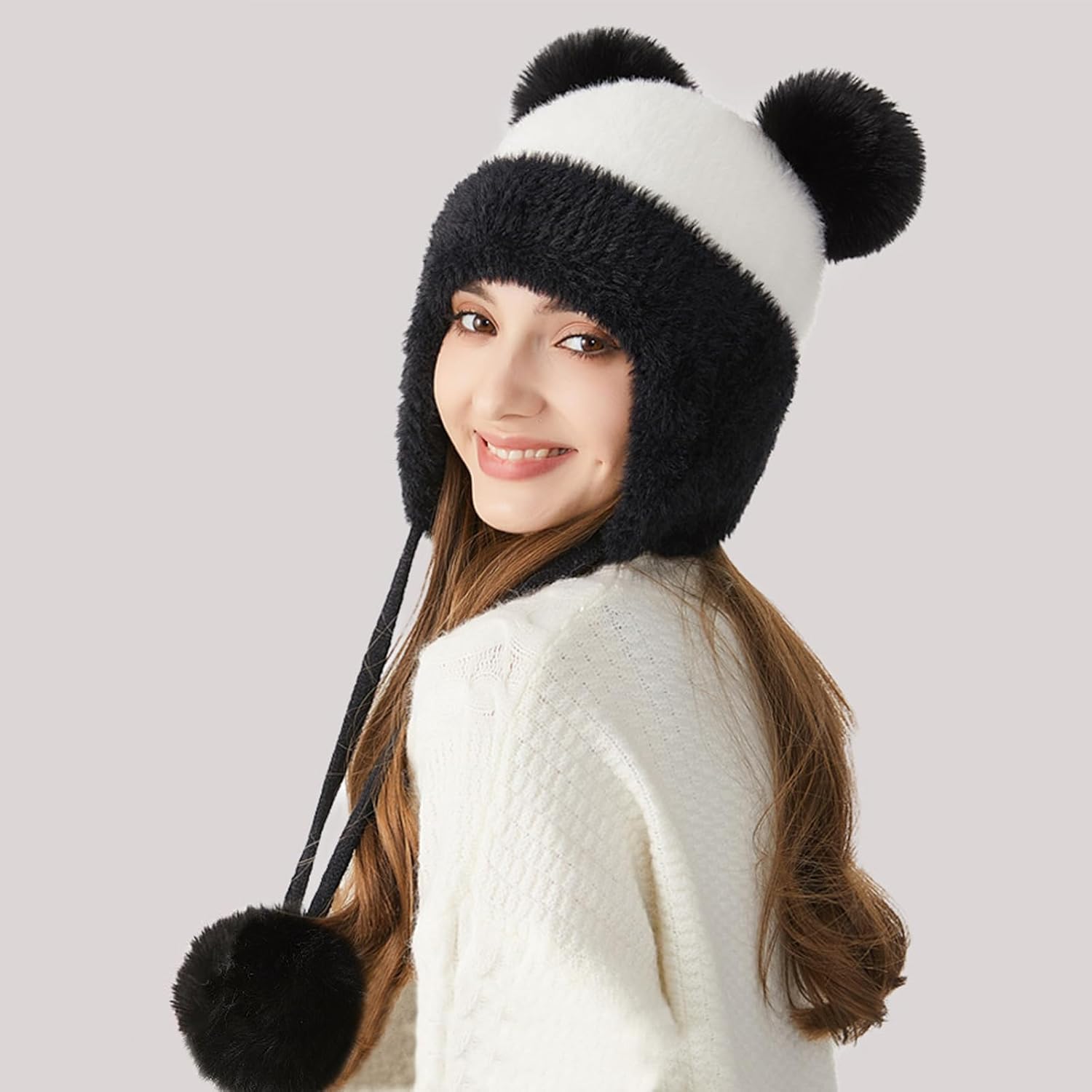 DOCILA Winter Beanie Hat for Women Warm Fleece Lined Pom Knit Earflap Hats Cute Outdoor Snow Ski Skull Cap - Image 3