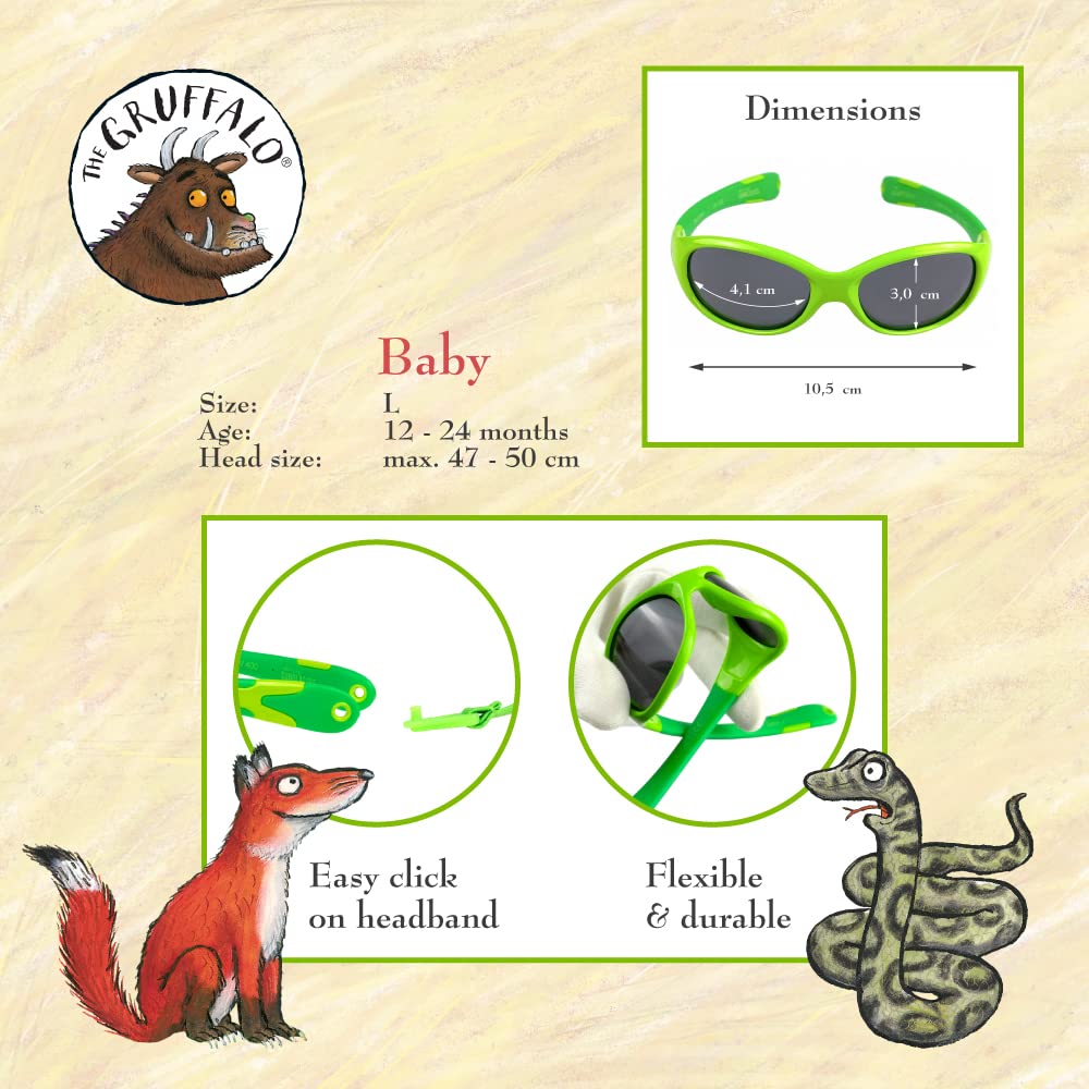 ActiveSol Grüffelo Premium okulary przeciwsłoneczne dla niemowląt | Szkła High-Tech: 100% ochrona przed promieniowaniem UV, polaryzowane, efekt lotosu | Niezniszczalne okulary ze specjalnej gumy | 22 g | Chłopcy i dziewczynki w wieku 0-2 lat, Ulubiona ozd