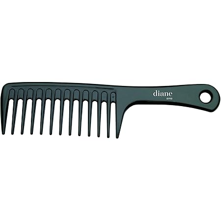 Diane Extra Wide Tooth Shampoo Comb - Ionic, Anti-Static Detangler Tool, Use on Wet or Damp Hair for Women, Men, Black, 9.75 Inches, D7113