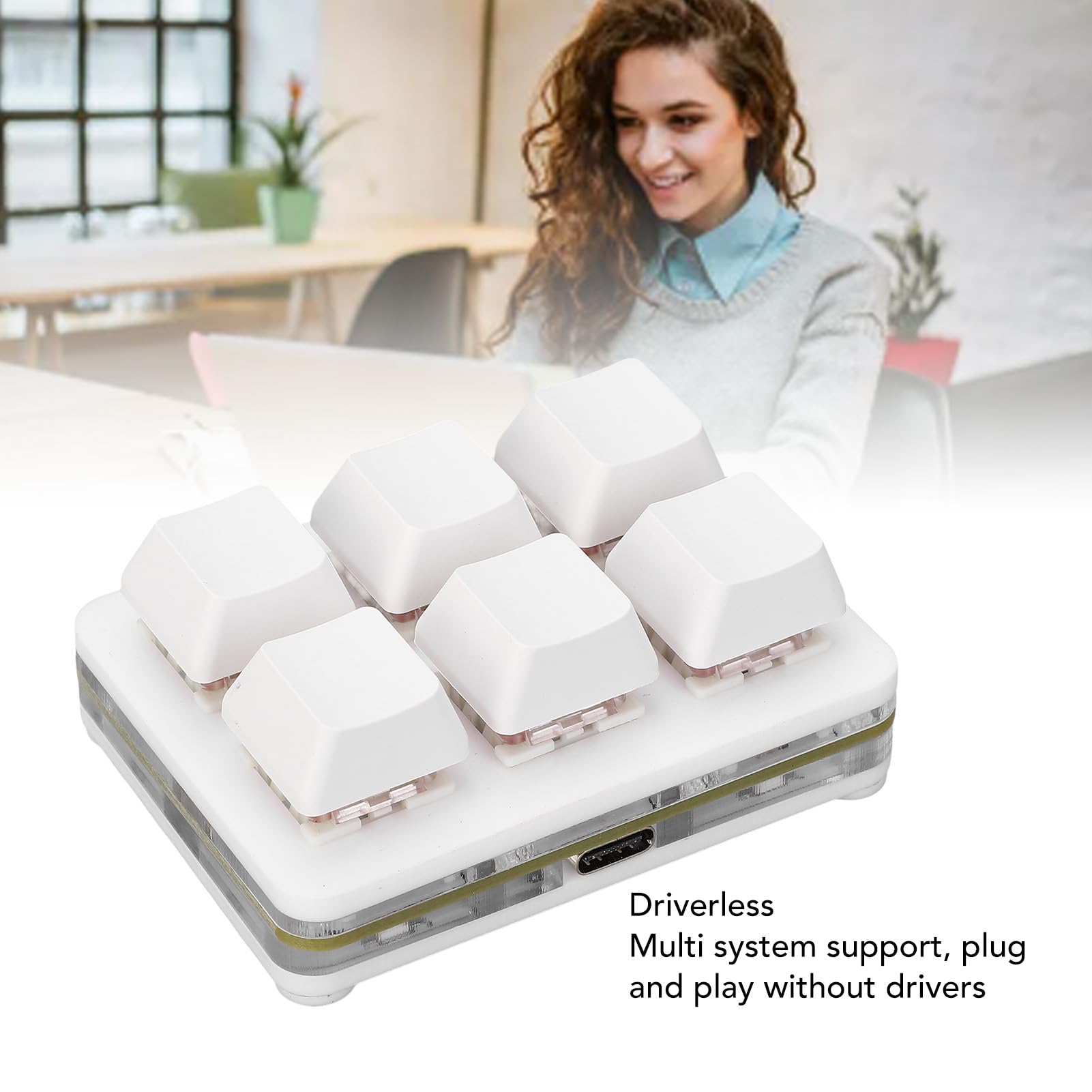 Clavier à 6 Touches, Clavier Macro Filaire USB C Programmable, Clavier Mécanique Rvb échangeable à Chaud, avec Interrupteur Rouge (White)