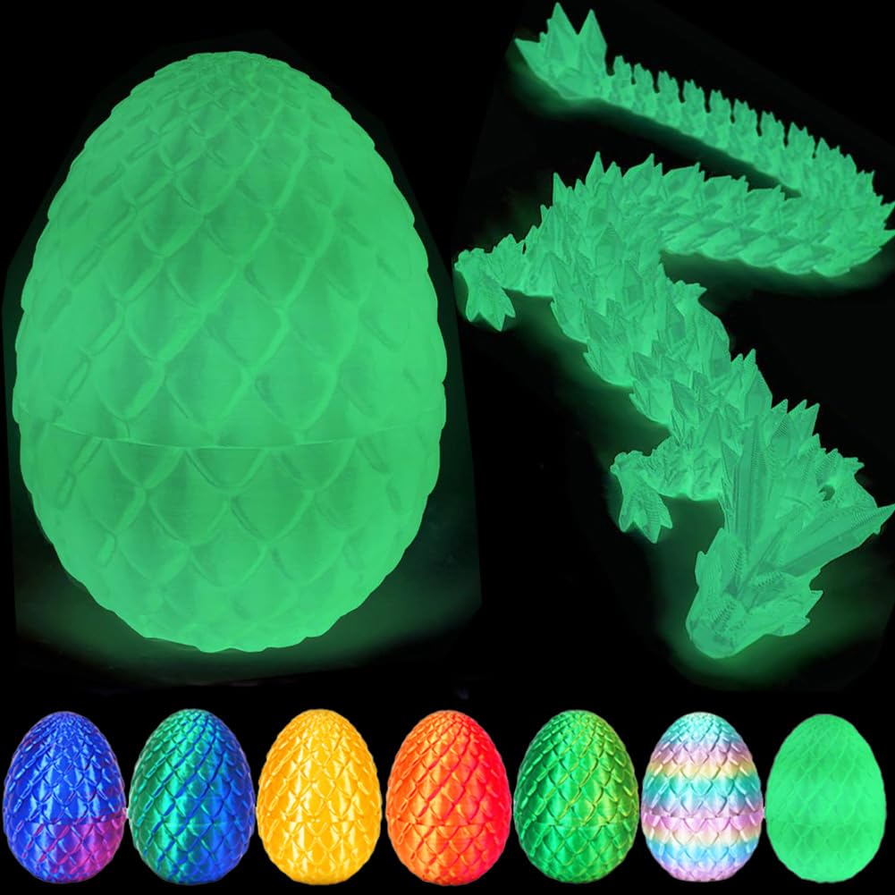 YILCER 12" 3D Printed Dragon, Upgraded Fall Protection Dragon Egg & Reinforced 3D Dragons Joints