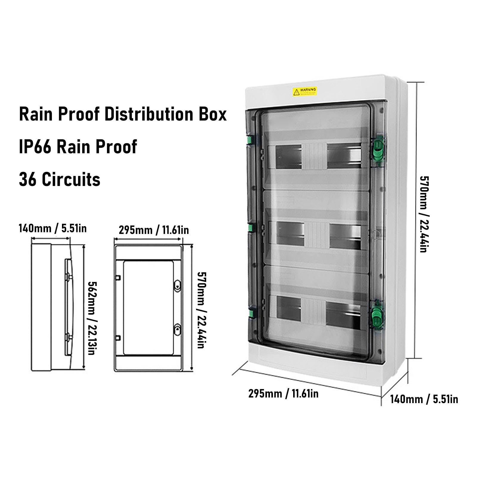 Socobeta Caja de Distribución de Disyuntores IP66 Impermeable 36 Circuitos Protección Eléctrica para Talleres y Hoteles Plástico ABS
