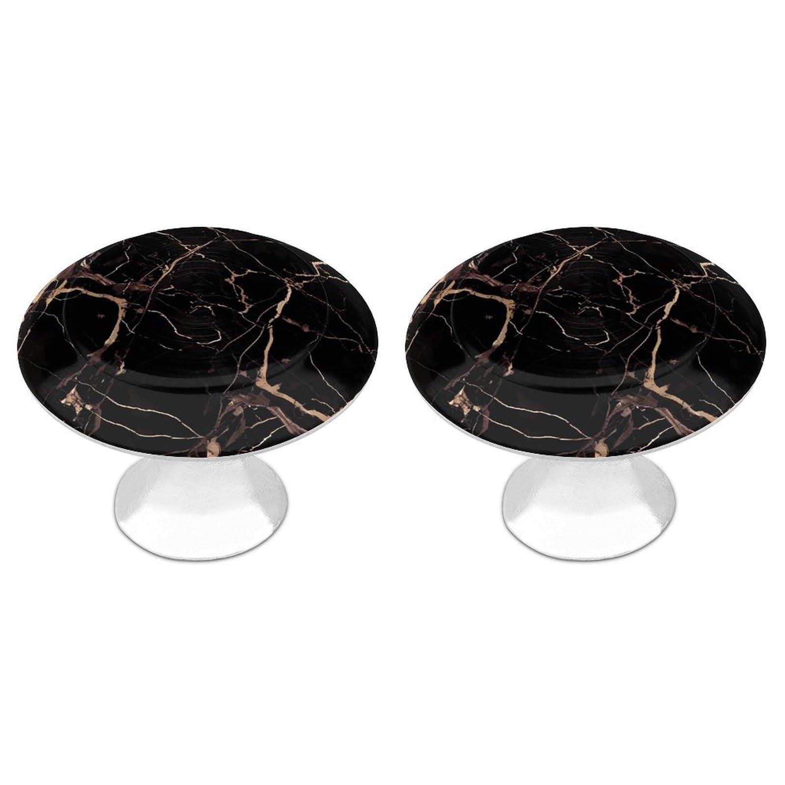 FekiLoot Black Gold Marble Cabinet Knobs Personality Stainless Steel Round Drawer Handles Circle Modern Cabinet Handles Drawer Knobs for Kitchen Dresser Bathroom Cupboard Furniture