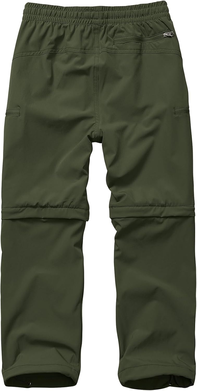 Boys Kids Hiking Cargo Pants, Youth Outdoor Quick Dry UPF 50 Lightweight Waterproof Safari Convertible Zip Off Pants - Image 2