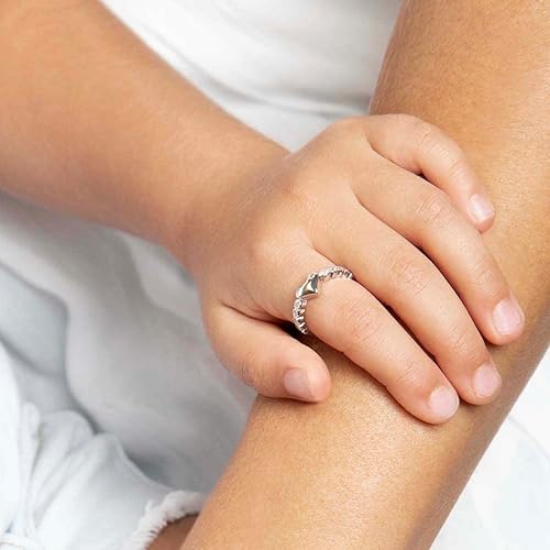 Miniatura 5 de Impresionante anillo de plata de ley 925 con circonita cúbica transparente para niños y preadolescentes, bonitos y modernos anillos redondos de