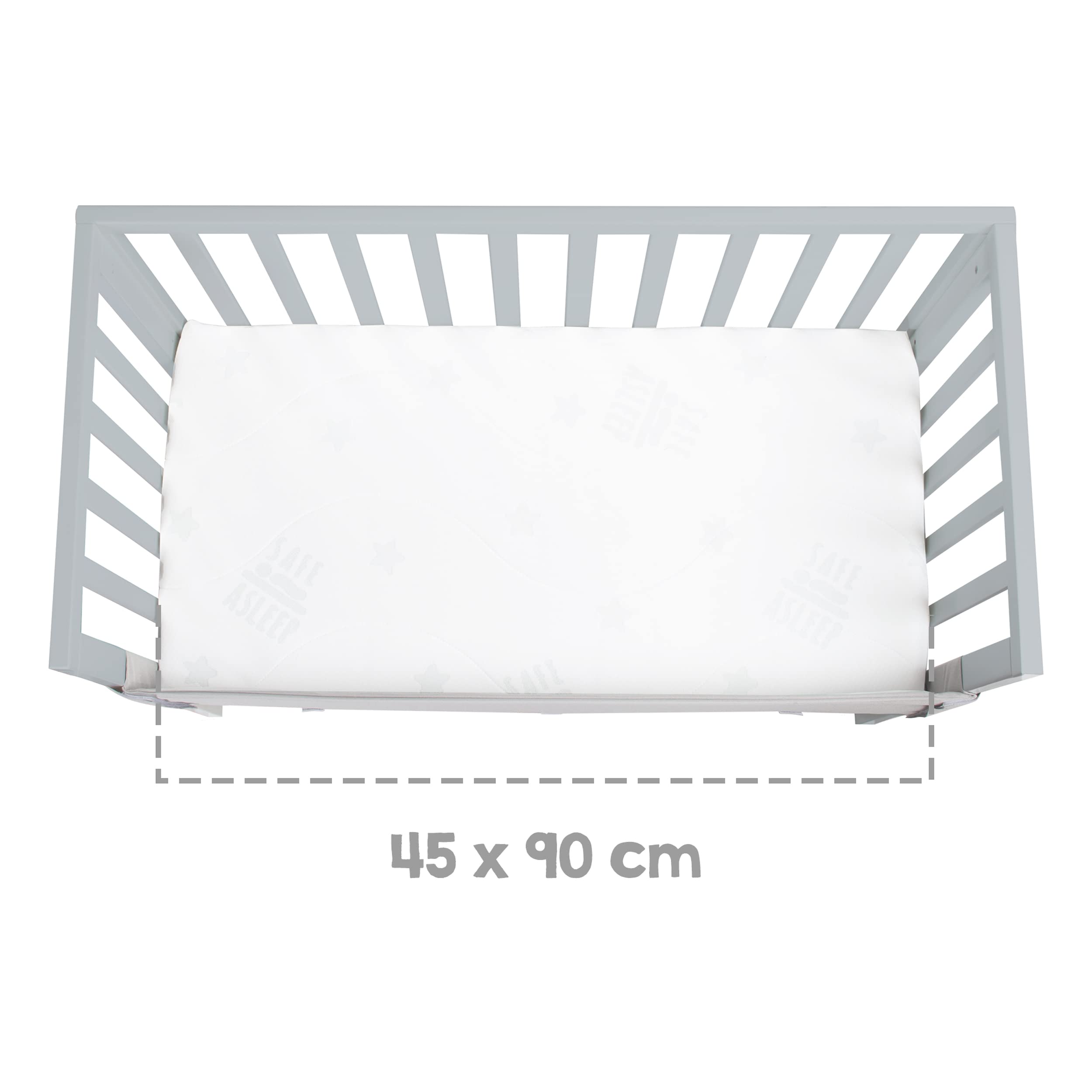 roba Lettino Co-sleeping 2 in 1, Inserto safe asleep 45 x 90 cm e Barriera, Adatto a Tutte le Altezze dei Letti dei Genitori, dalla Nascita, Trasformabile in Panca, Legno Laccato Grigio