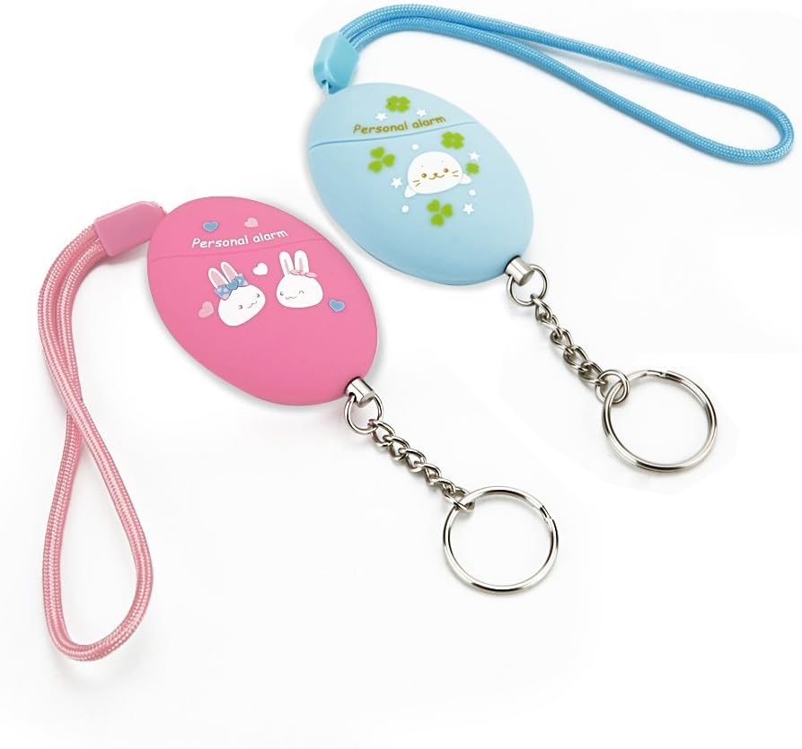 Yihiro 防犯ブザー 警報ブザー 女性 高齢者 子供に対応 コンパクト 大音量 不審者対策 ピンク各色一個ずつ ブルー 可愛い 低廉 卵型 警報器 取り付けベルト付属