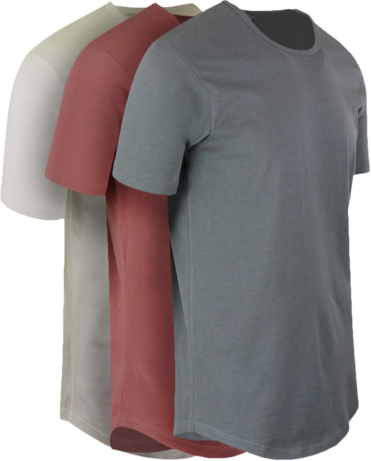 ShirtBANC Hipster Hip Hop Elong Drop Cut Mens Shirt Dance Dropcut Tshirt Small Cool Gray | Vintage White | Dusty Rose