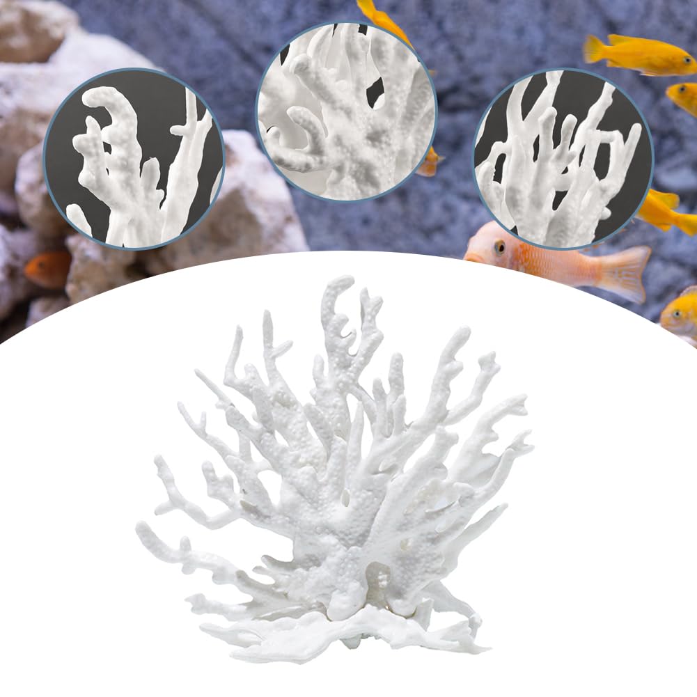 Lot de 2 coraux artificiels pour aquarium - Corail - Décoration pour aquarium - Corail - Plante aquatique - Décoration pour paysage sous-marin - Blanc