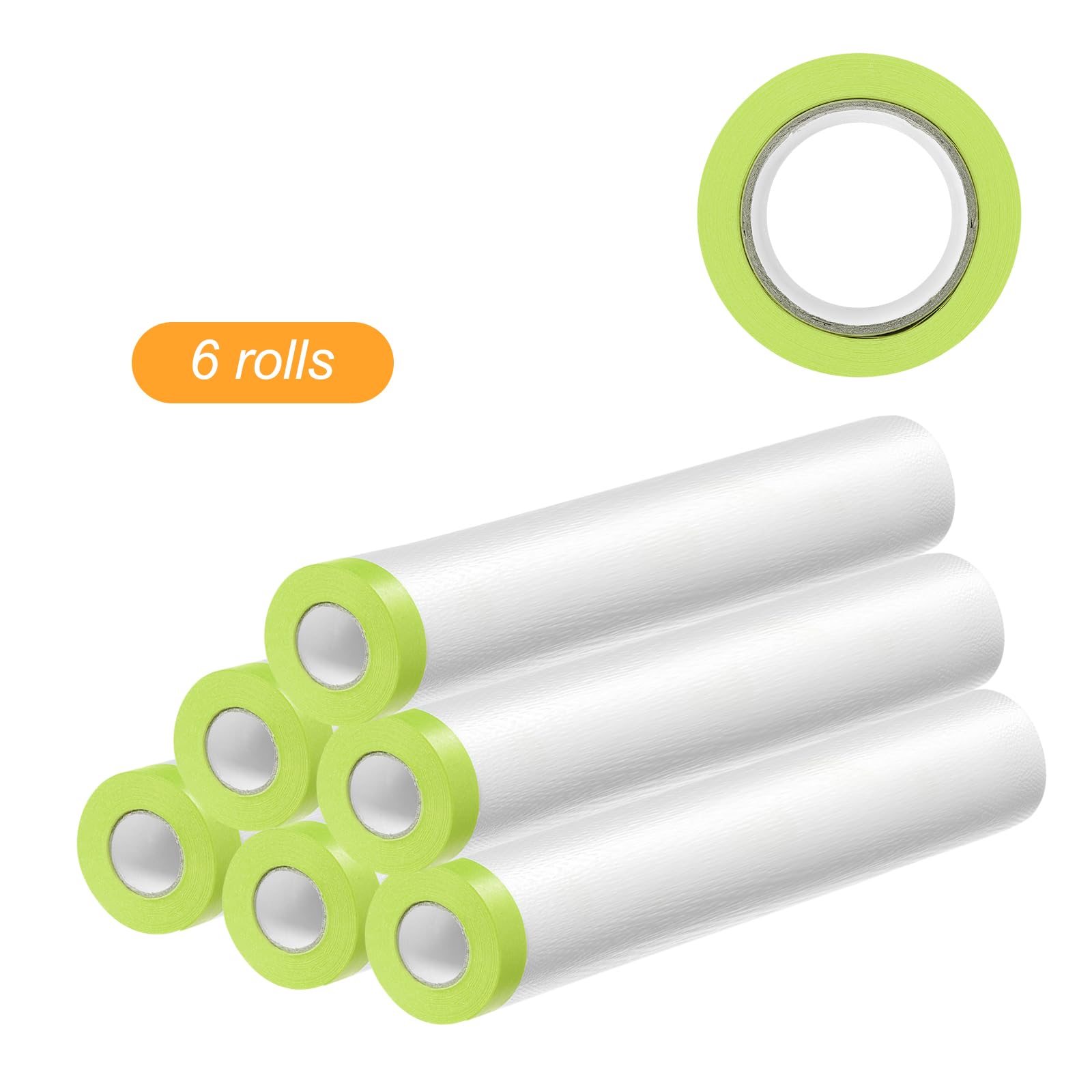 QUARKZMAN 6 Rotoli di Pellicola Mascherante Pre-Adesiva 94.5" x65.6ft Nastro e Telo in Plastica per Pittori con Nastro Pellicola Protettiva per Verniciatura Auto, Verde