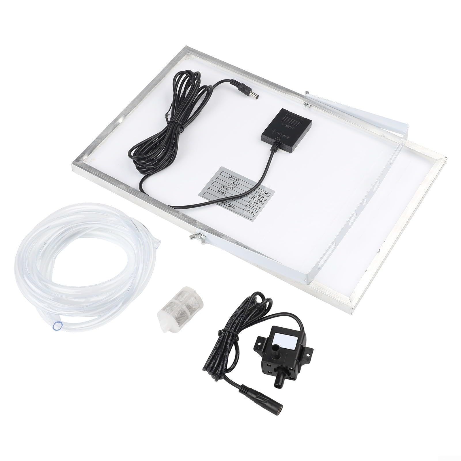 Kit pompa di aerazione per laghetto ad energia solare, pannello ad alta efficienza da 9 V, pompa di circolazione 240 l/h con filtro in acciaio inossidabile e tubo da 2 m, per decorazioni da