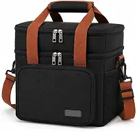 Bolsa Térmica 13L com 2 Compartimentos e Alça Ajustável, Lancheira Térmica para Marmita, Lanches, Trabalho, Academia, Escola, Viagem e Piquenique (Preta)