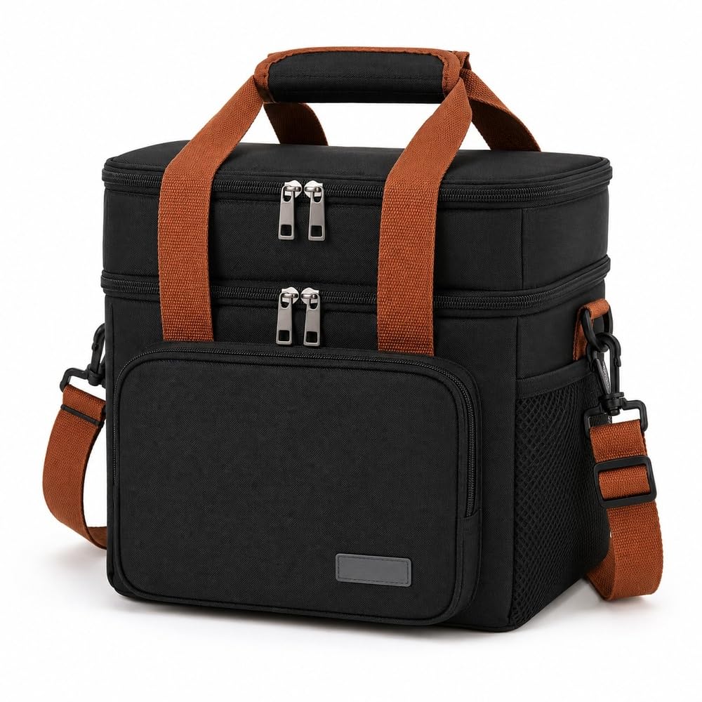 Bolsa Térmica 13L com 2 Compartimentos e Alça Ajustável, Lancheira Térmica para Marmita,