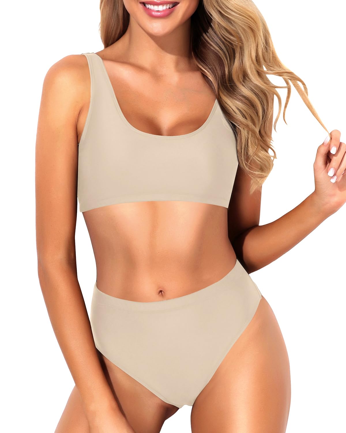 Sporty Bikini Set Two Piece High Waisted Swimsuit Athletic Bathing Suit