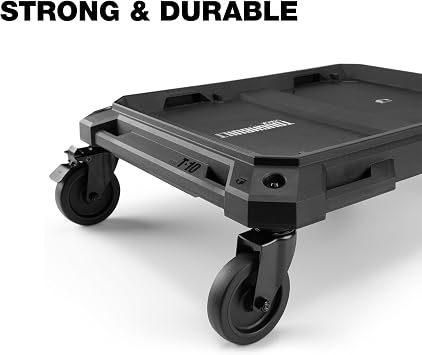 ToughBuilt 4-Wheel Cart, Tool Box Dolly for StackTech Toolboxes and Organizers - Heavy-Duty Rolling Base with Locking Casters, Tie-Down Points and Automatic Lock System