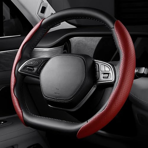 Miniatura 6 de LoyaForba Funda universal para volante de automóvil, protector universal de cuero segmentado de 15 pulgadas, antideslizante y suave, transpirable,