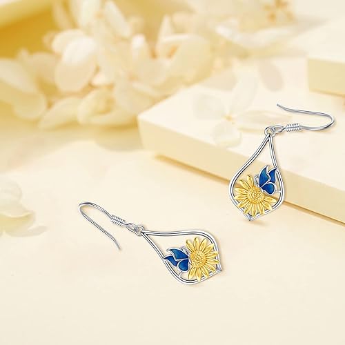 Miniatura 3 de LOOVE Aretes colgantes de plata de ley S925 con gancho para mujer diseño de árbol de la vida diseño de piedra lunar diseño de alas de ángel Plata de