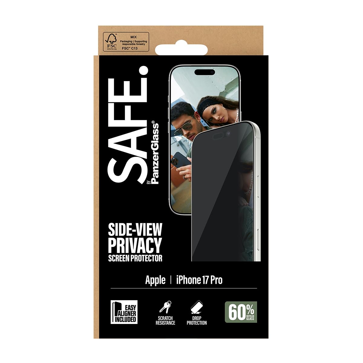 Protector de pantalla completa de cristal blindado de PanzerGlass de 6,3 pulgadas, filtro de privacidad, protección antibluelight contra caídas y arañazos con fácil alineación