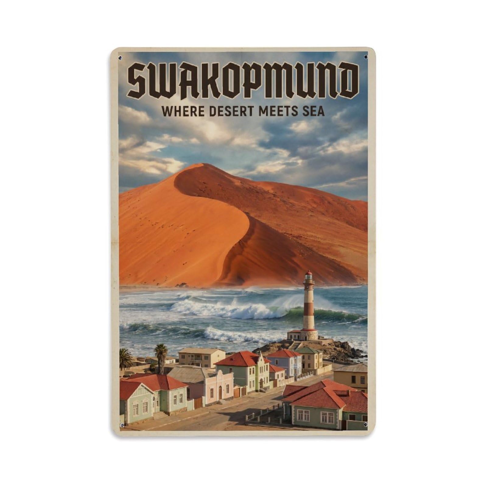 Metal Tin Sign Travel Retro Namibia Swakopmund
