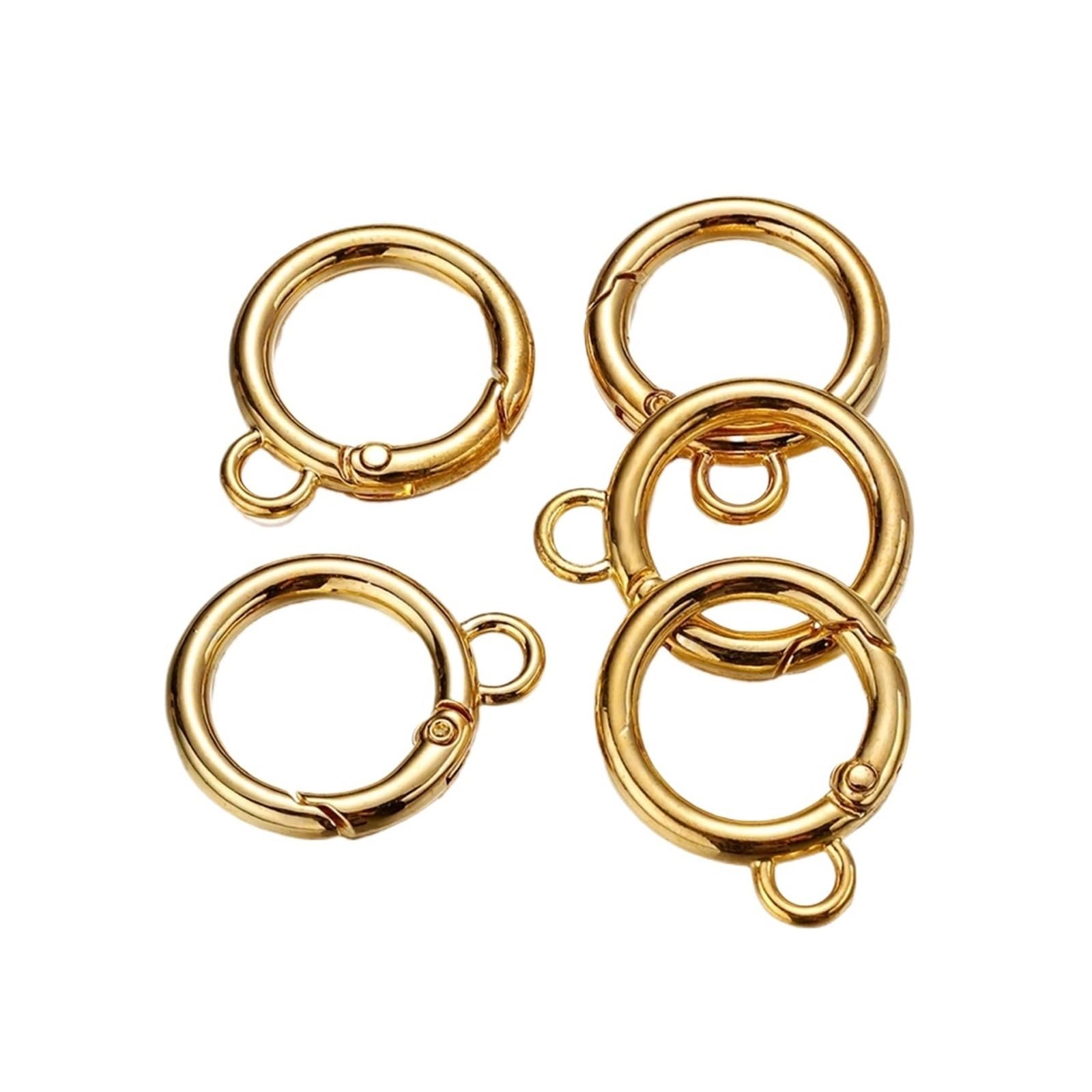 20Pcs/Lot Alloy O Ring Spring Clasps Openable Round Carabiner Keychain Bag Clips Hook Buckles Connector for DIY Jewelry Making for Keyrings,Wallets(Gold)