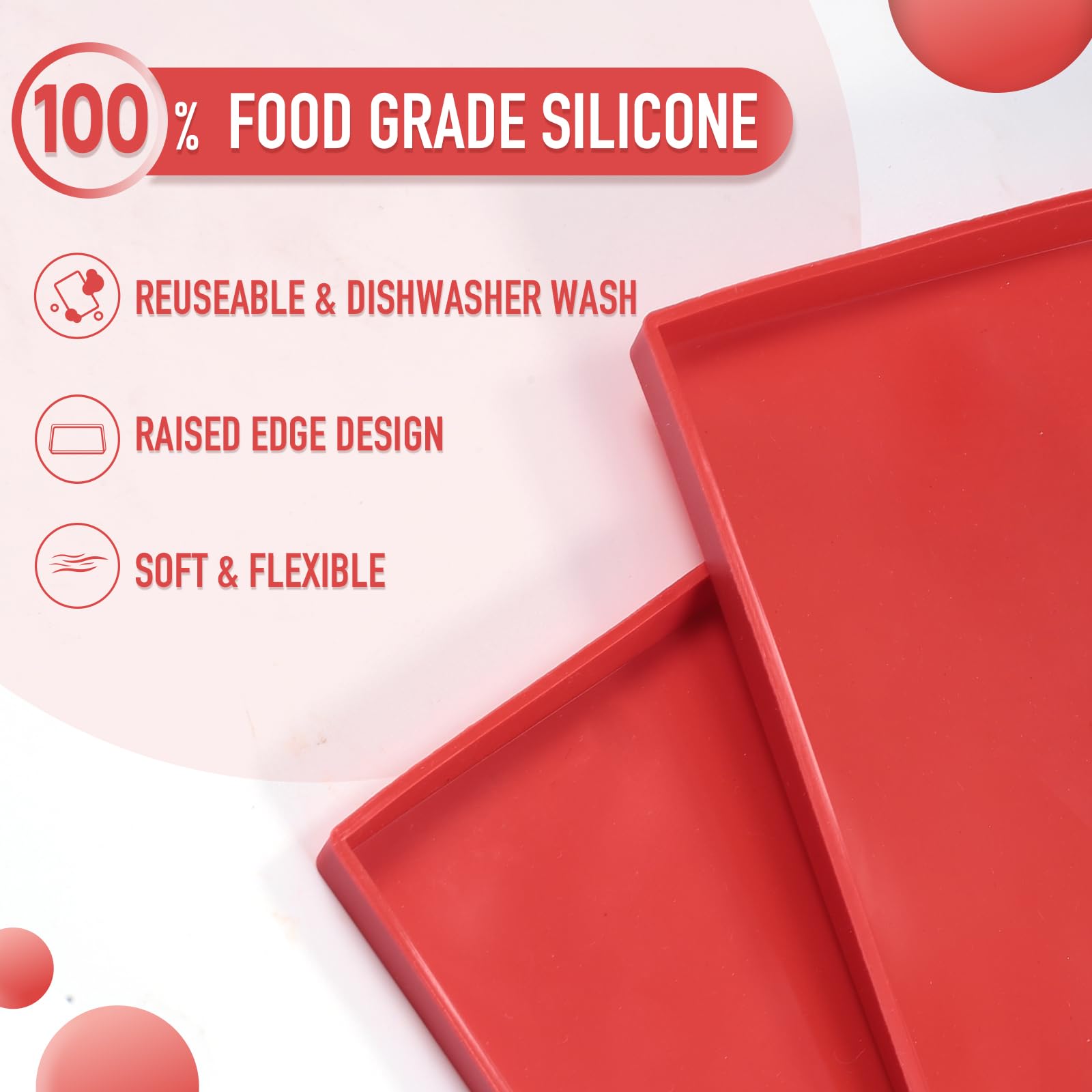 8 bandejas deshidratadoras de silicona para cuero de frutas de 12 x 10 pulgadas, alfombrillas deshidratadoras antiadherentes con borde para frutas, verduras, carne, hierbas, galletas líquidas con 4