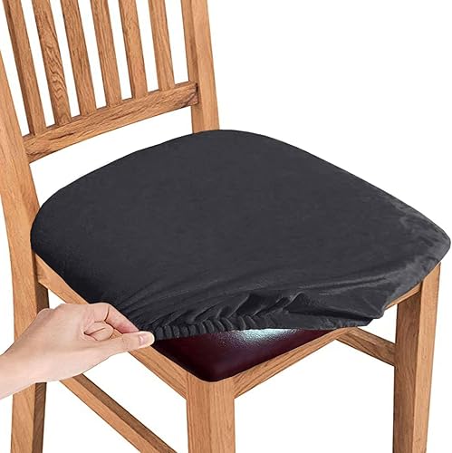 Fundas elásticas de terciopelo para asiento de silla, suaves y extraíbles para sillas de comedor, antideslizantes, lavables, protector para silla de