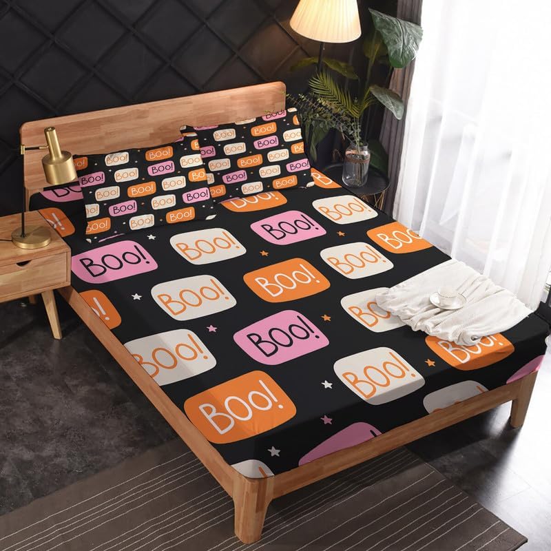 Miniatura 2 de Boo Sheets Queen - Sábanas de microfibra suave con bolsillo profundo y patrón sin arrugas, 4 piezas (1 sábana bajera, 1 sábana encimera, 2 fundas de