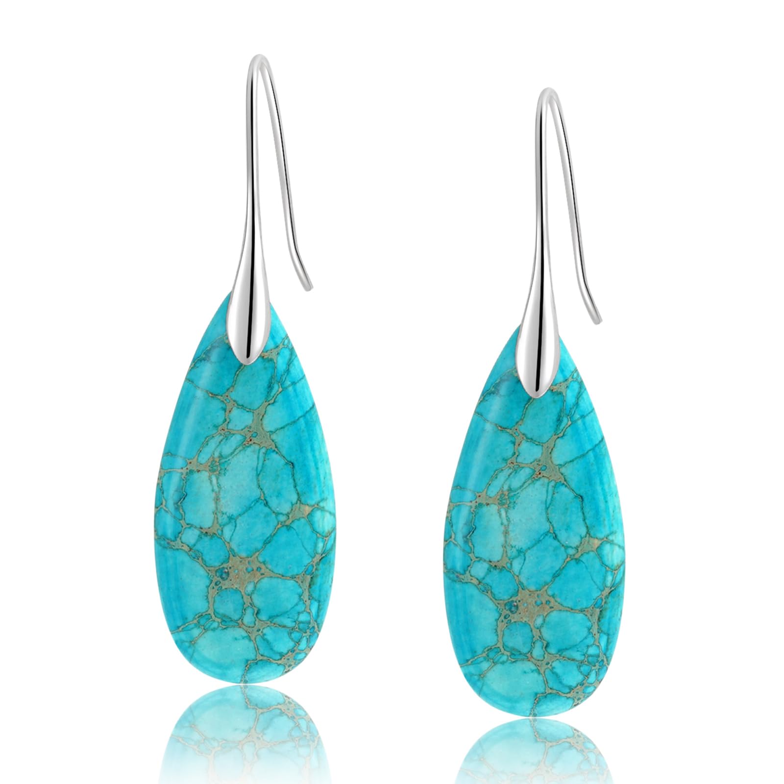 Natural Healing Stone Fishhoop Dangle Drop Earrings Statement Gold silver earrings