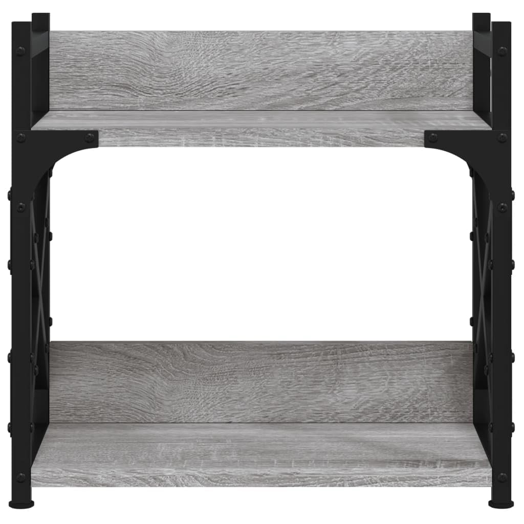 Druckerständer aus Holzwerkstoff mit 2 Ablagen, Grau Sonoma, 40x20x40 cm, Druckerregal mit verstellbaren Beinen und Metallgestell für Stabilität, multifunktionaler