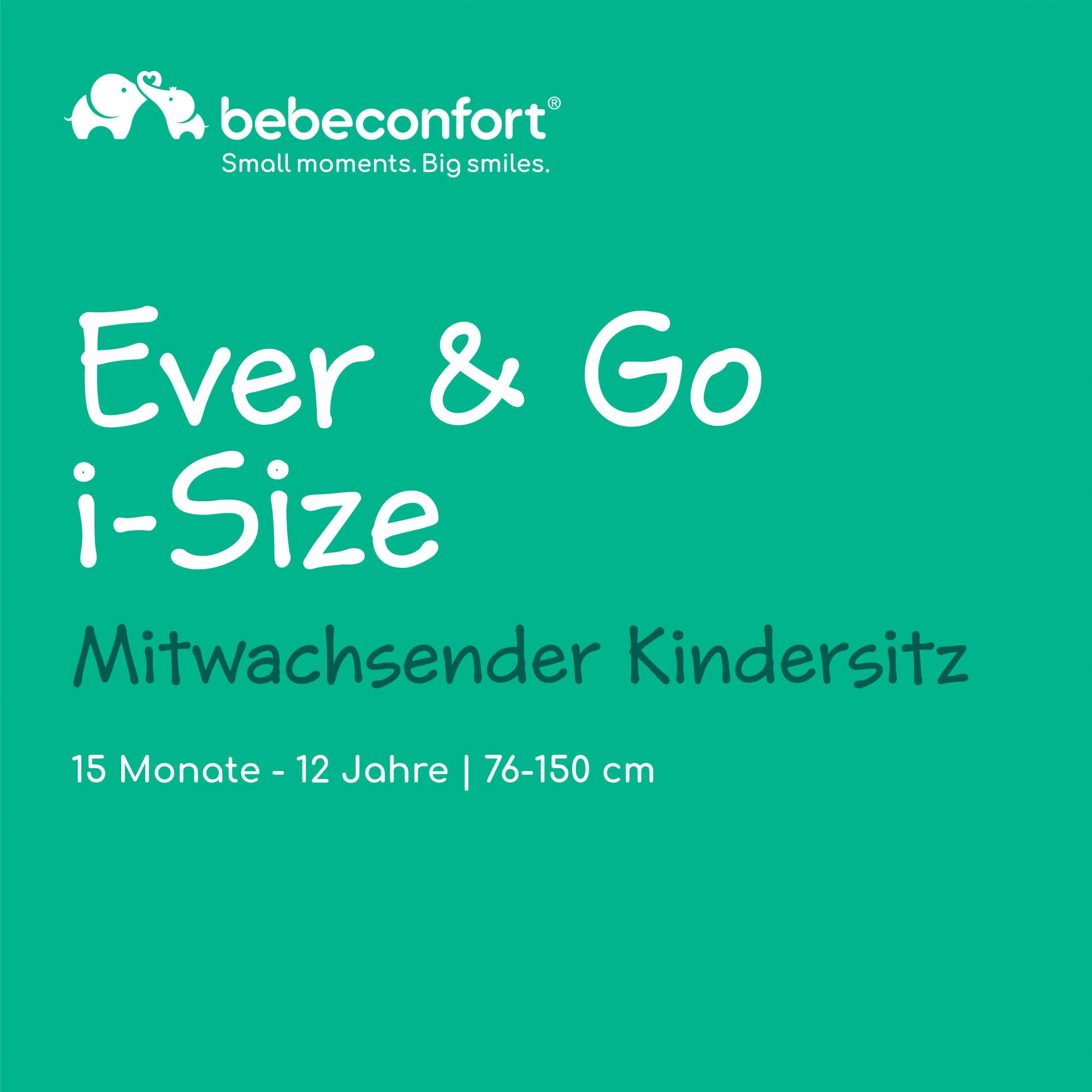Bebeconfort Ever & Go i-Size Mitwachsender Kindersitz 9-36 kg 15 Mon. bis 12 J. 76-150 cm Klappbarer Kinderautositz Kompakt Leicht 6 kg Full Black