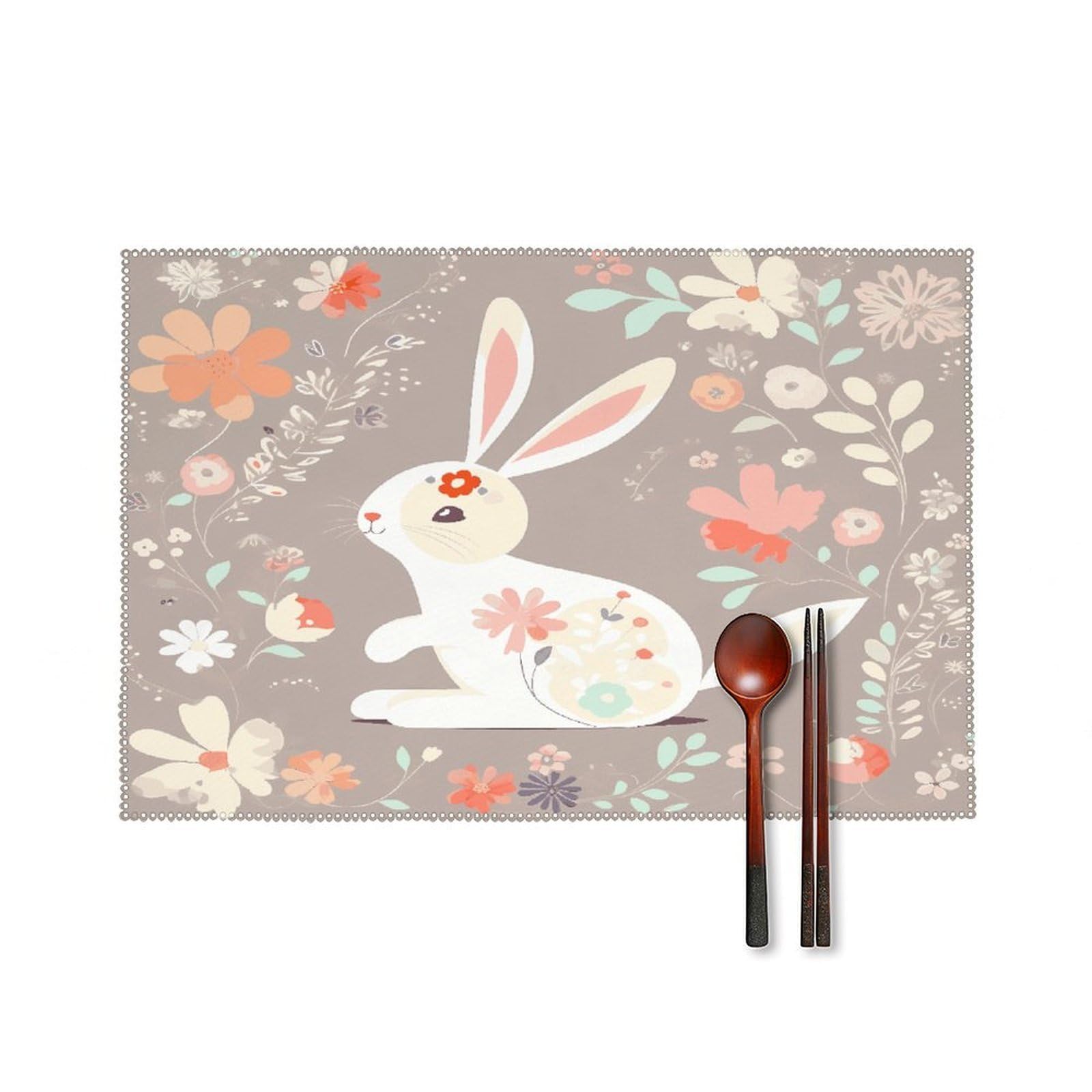 Fodpand Style Easter Bunny Floral Placemats Set Of 4 Place Mats Table Mats