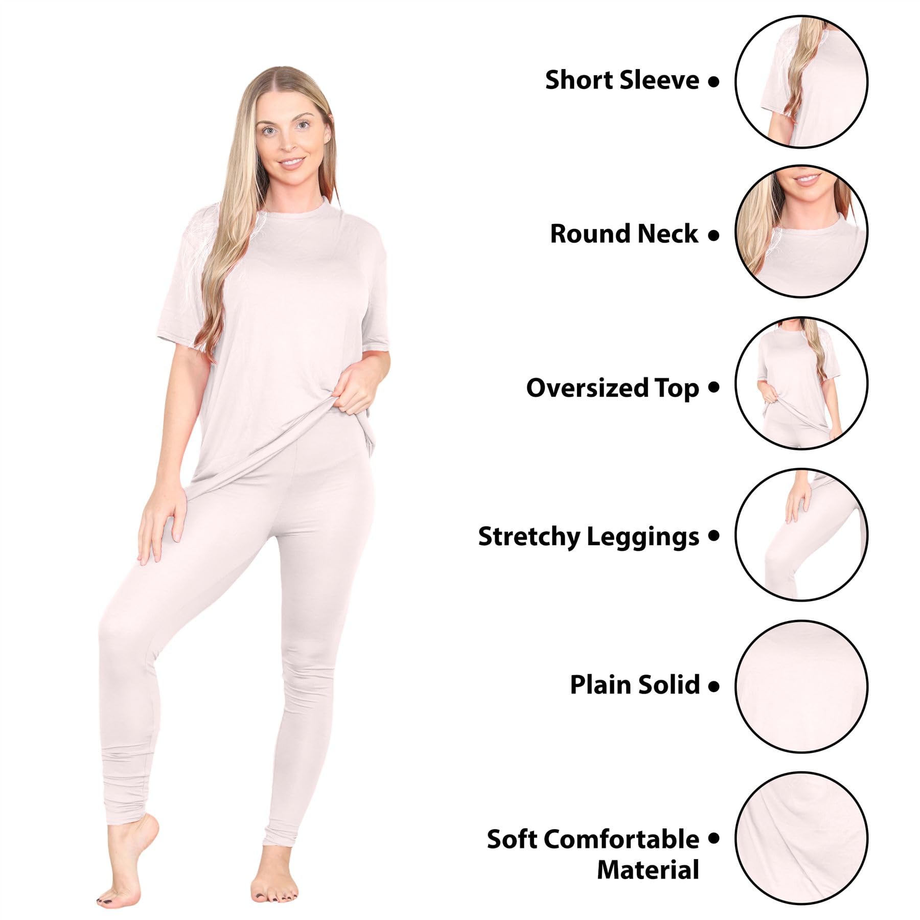 Set di leggings da donna in tinta unita, oversize Nude 40-42