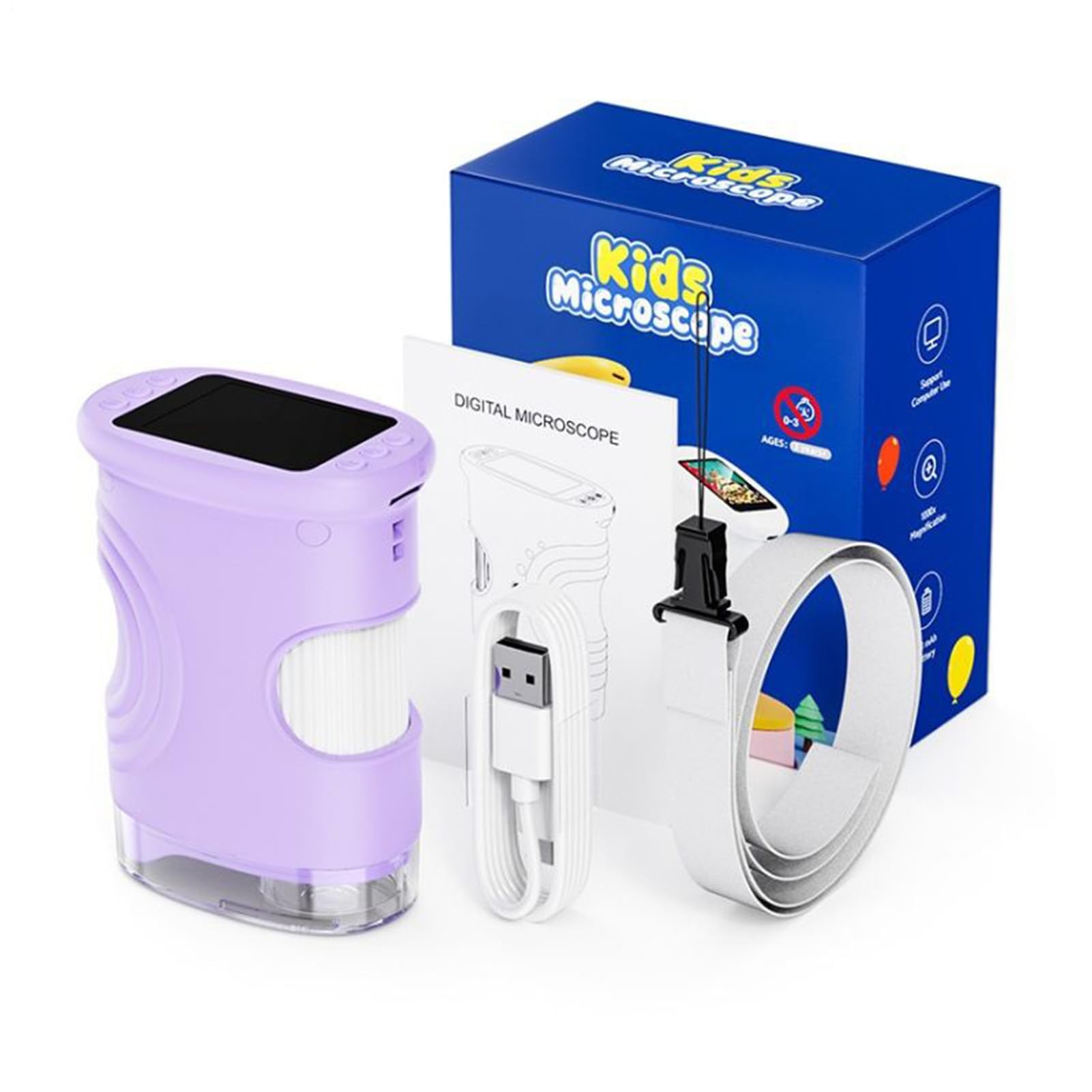 Microscopio Digital para Niños Juguetes Experimentales Recargables 1000X | Microscopio Digital De Bolsillo Con Pantalla De Centímetros para Niños y Niñas, Hogar, Escuela, Laboratorio y Exteriores