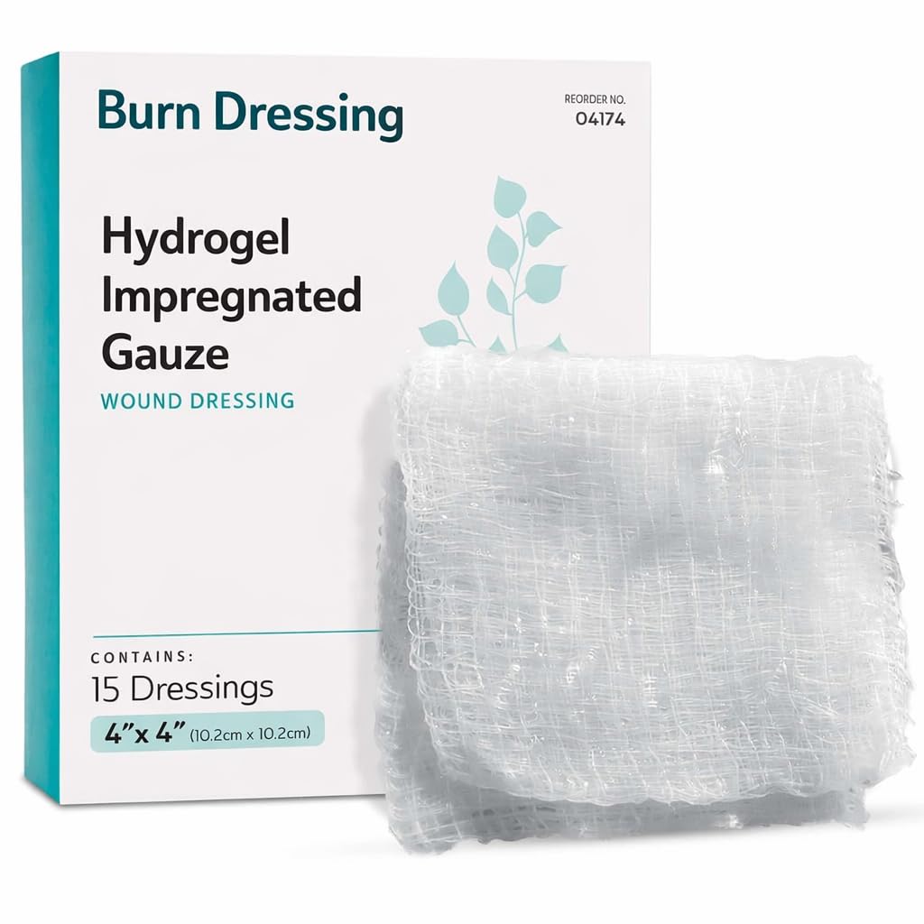 Hydrogel Wound Dressings - 15 Burn Gel Pads for Burns, Minor Wounds, and More - 4x4 Burn Bandages with Hydrogel and Vitamin E - Good for Medical Facilities, First Aid Kits, and Nursing Homes