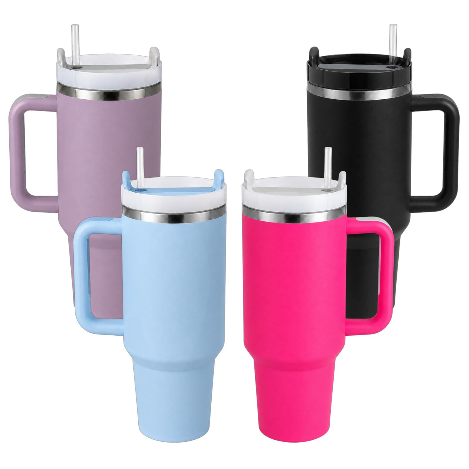 Pandance 4 Pack 40 oz Tumbler with Handle and Straw Bulk, Vibrant Mix