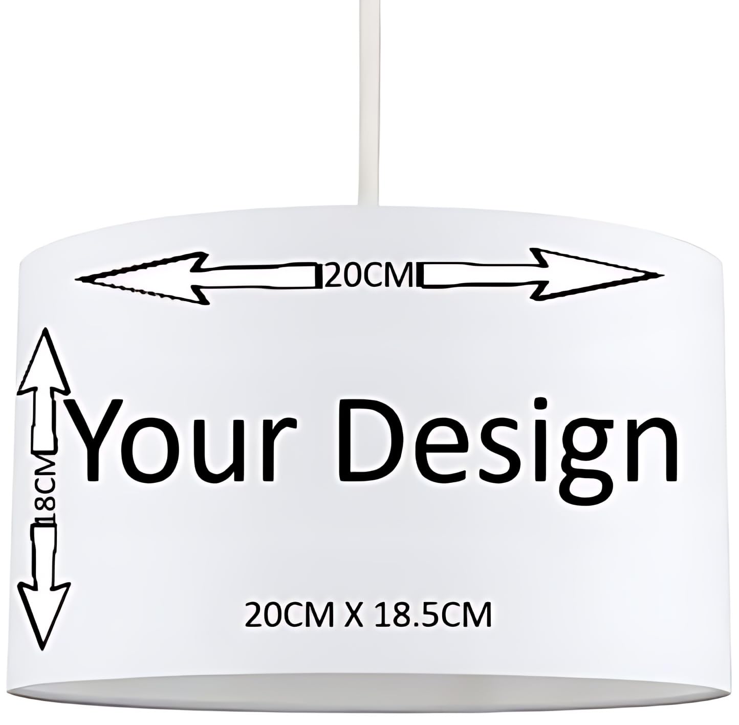 Custom Photo, Text, Logo or Name Print – Unique Gift – 20cm & 30cm Light Shade (20cm x 18.5cm Ceiling)