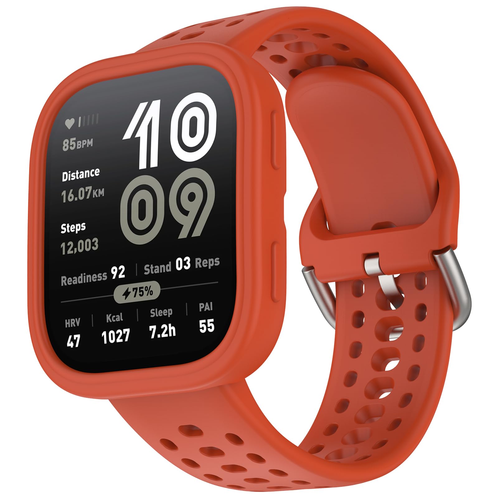 Coques Silicone Pour Montre Amazfit Bip 6 - Lot De 2 (Noir & Rouge) - Protection Anti-Chocs, Léger, Montage Facile - 46 Mm