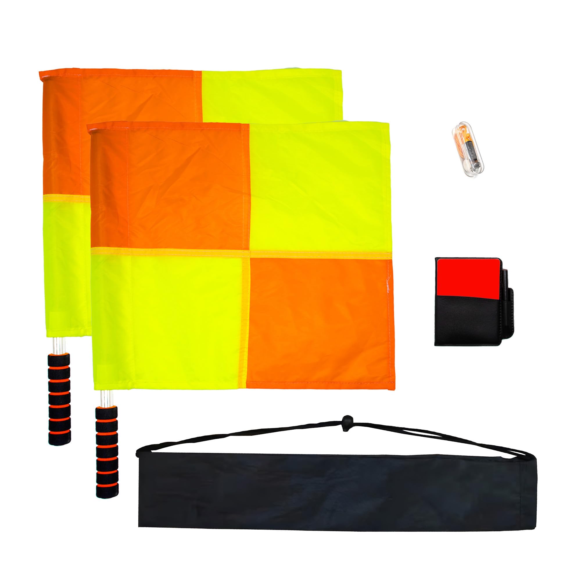 Juego de silbatos de acero inoxidable con bandera de árbitro de fútbol, juego de silbatos de acero inoxidable, kit a prueba de agua (color001)