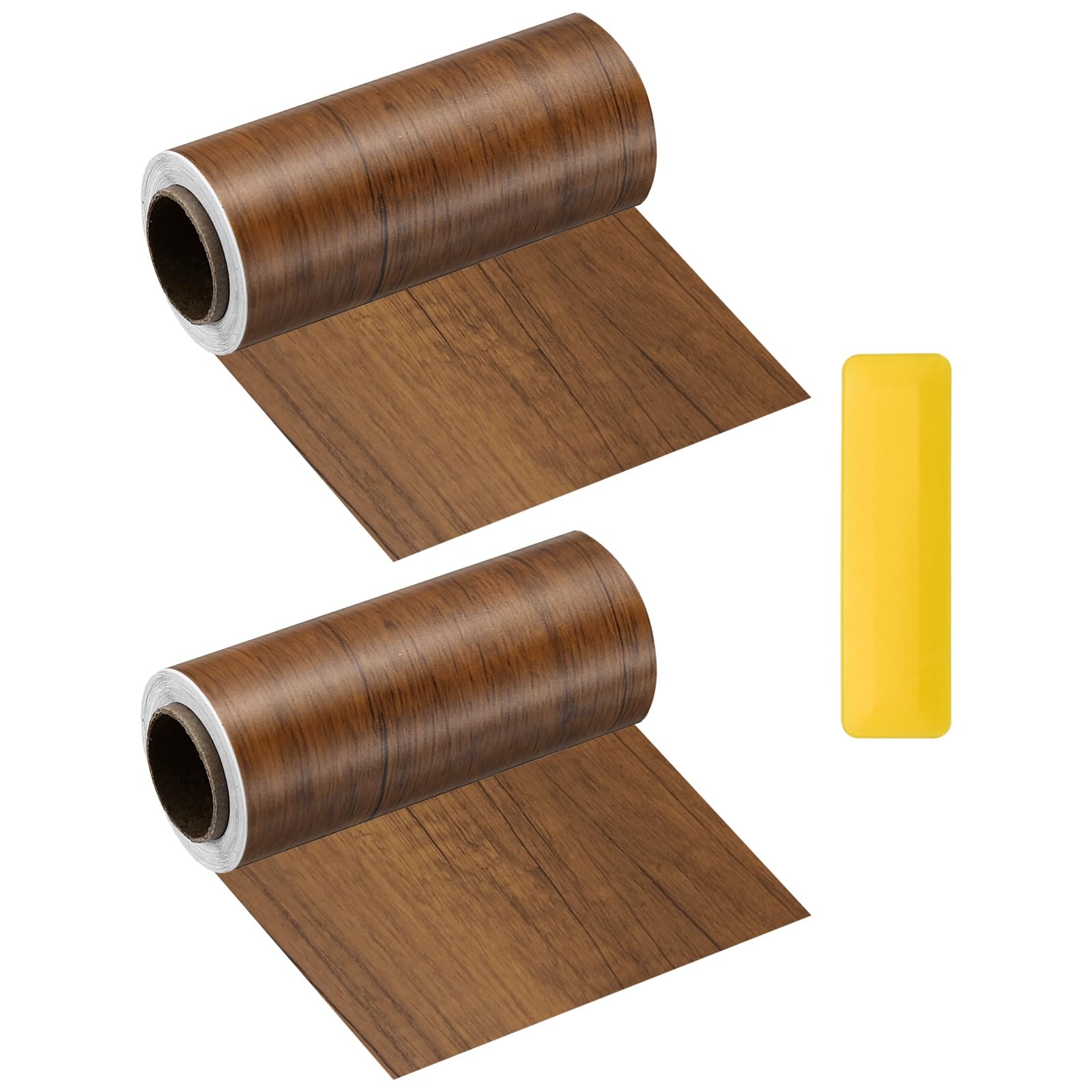 sourcing map Wood Grain Repair Tape with Scraper 12cm x 5m,Dark Brown Wood