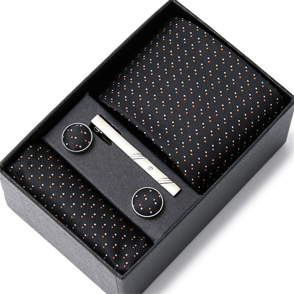 JFDBGU Casual Everyday Formal Wear Men's Suit Tie Business Men's Tie Gift Box Pocket Towel Cufflinks(Blue)