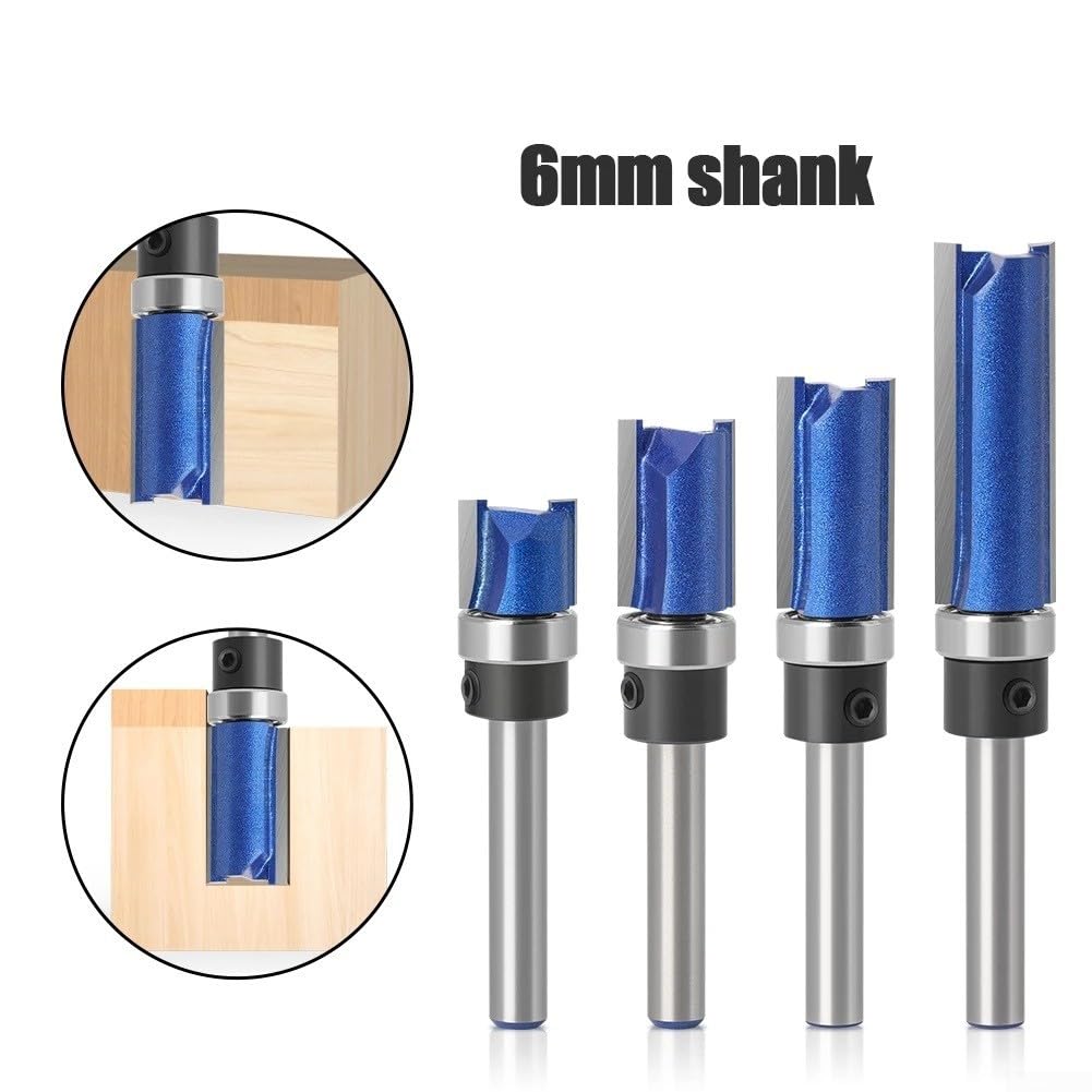 Punta per fresa industriale con codolo da 6 mm, con cuscinetto superiore, per lavorazione del legno, perfetta per cassetti artigianali (2#)
