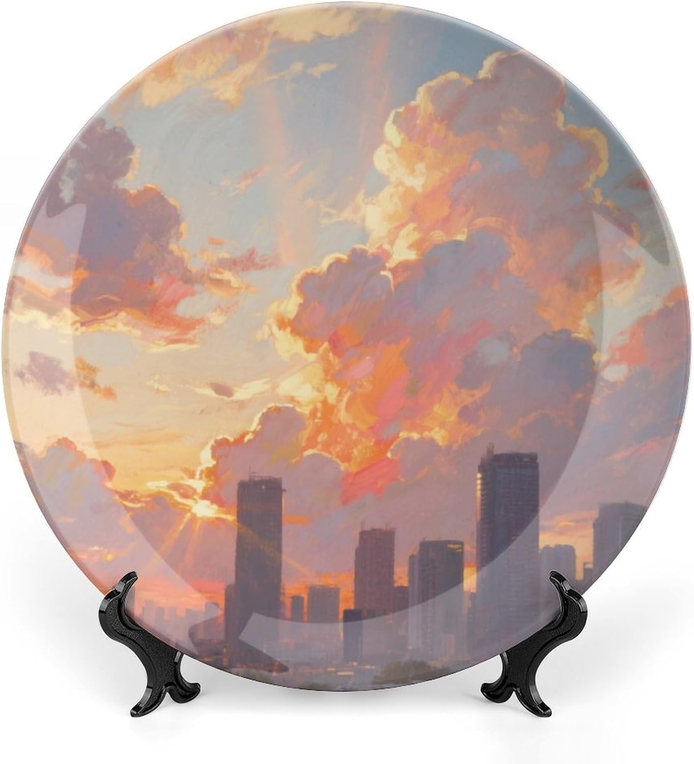 Bone China Decorative Plates Clouds Ceramic Decorative Plate Wall Decor with Display Stand Ceramic Ornaments for Wall Hanging Decoration