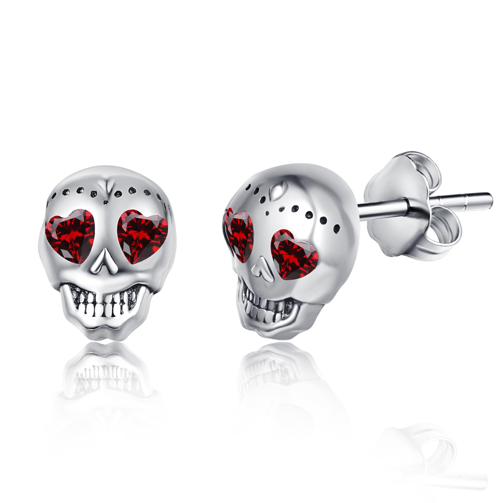 Orecchini a forma di teschio, in argento Sterling 925, per Halloween, piccoli orecchini a forma di teschio per ragazze, uomini, figlio, adolescenti, Argento sterling
