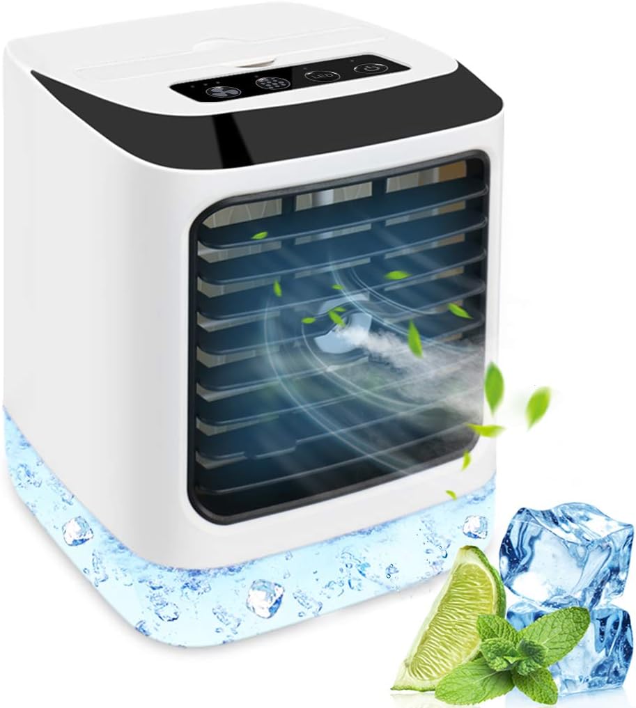 Newxlt Portable Air Cooler Mini Air Conditioner Personal Evaporative Cooler With Humidifier Desktop Cooling Fan For Home Office Work Outdoor Amazon Co Uk Home Kitchen