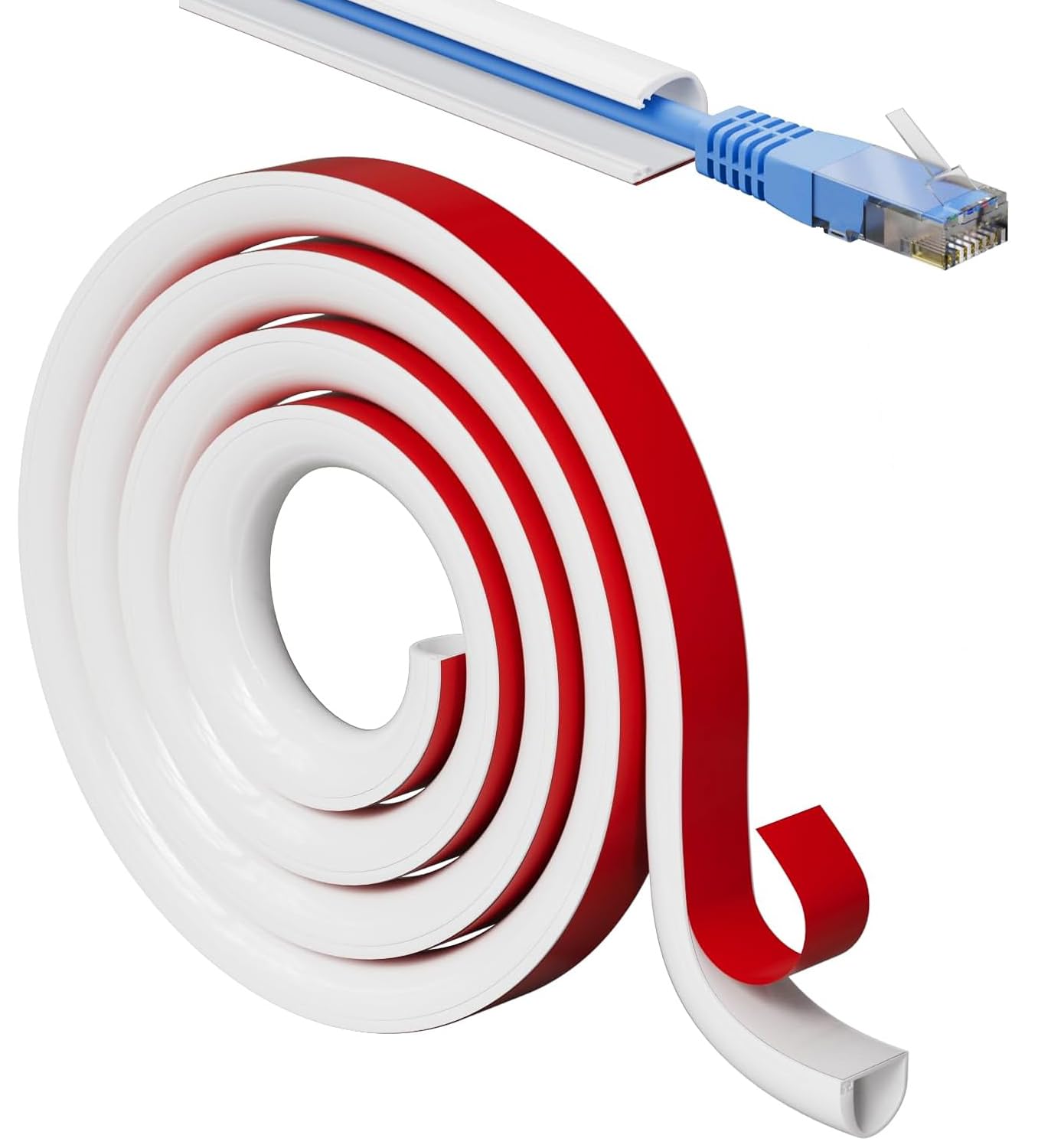 Inditrust Ethernet Cable Hider PVC Wire Cover 6.6ft Self-Adhesive Cord Concealer Cable Management Raceway for TV, Computer, Home & Office, White-image-7
